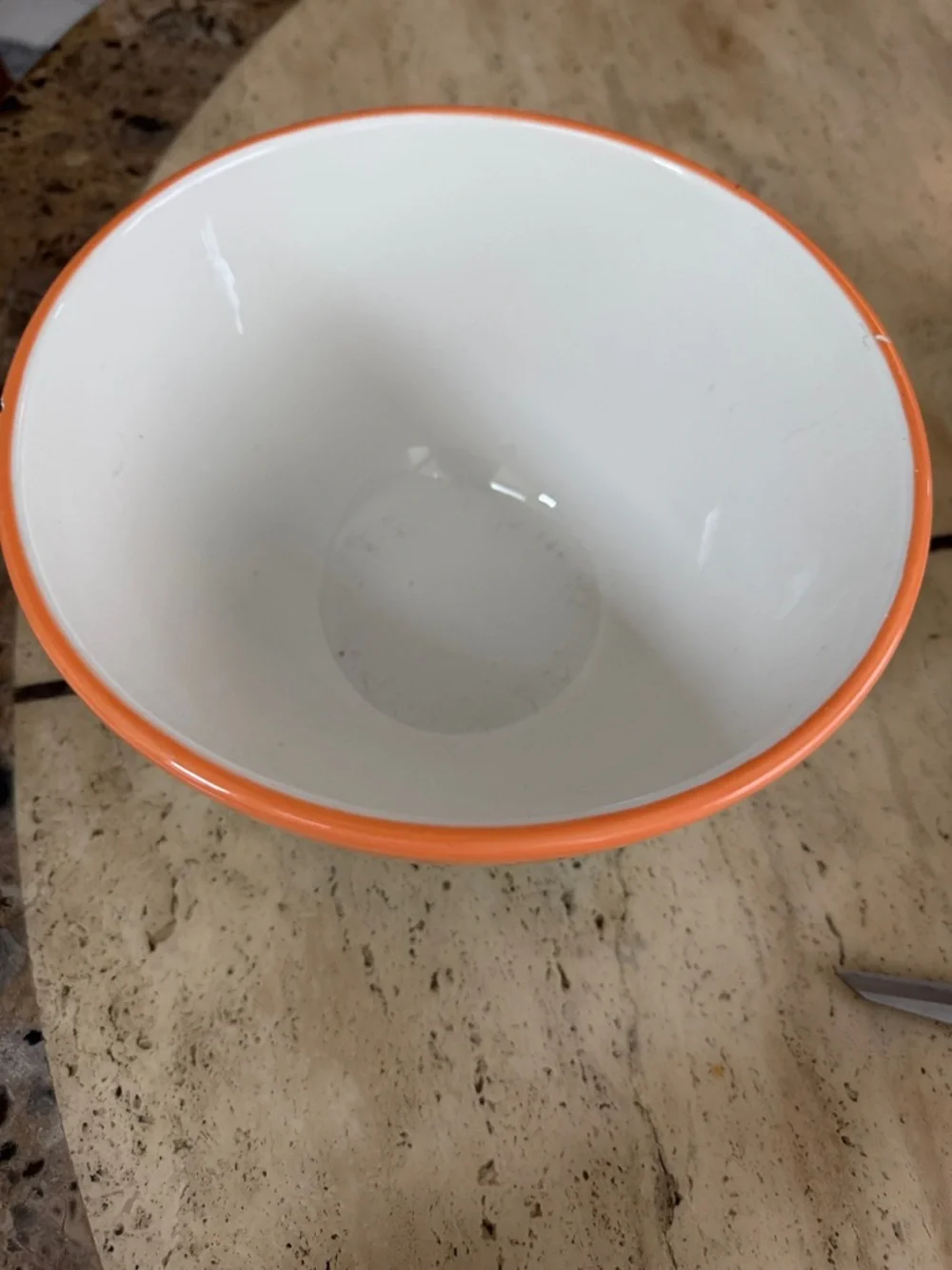 Crate&Barrel Orange, Yellow & Blue Striped Ceramic Serving Bowl